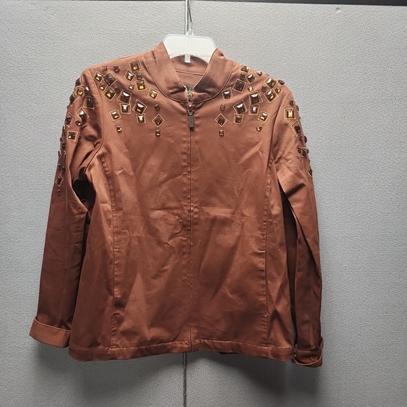 Bob Mackie Jackets & Blazers - Bob Mackie Copper Embellished Bomber Jacket